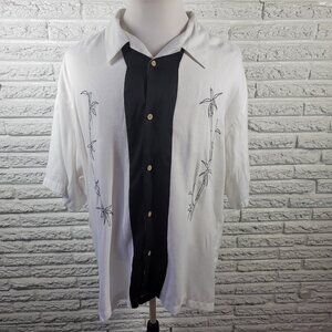 Monte Carlo Mens Shirt 2XL 50 52 Black White Collar Knit Embroidered WHI32E